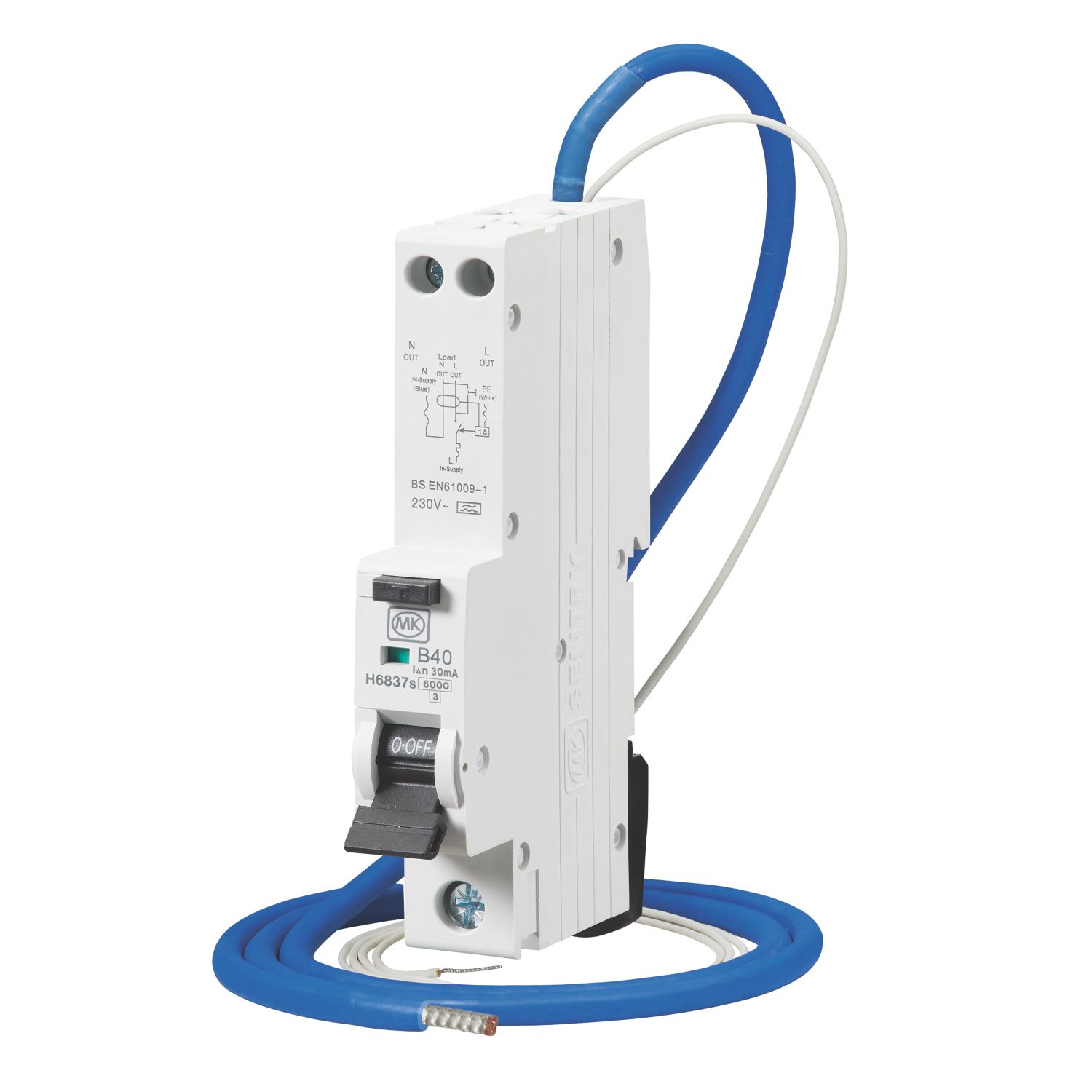 MK Sentry 40A 30mA Type A SP B Curve RCBO (567PX)