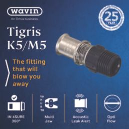 Wavin Tigris  Multi-Layer Composite Press-Fit Adapting Male Couplers 0.5" x 16mm 10 Pack