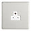 Contactum Lyric 2A 1-Gang Unswitched Round Pin Socket Brushed Steel with White Inserts