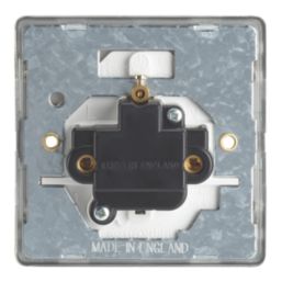 Contactum Lyric 2A 1-Gang Unswitched Round Pin Socket Brushed Steel with White Inserts