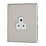 Contactum Lyric 2A 1-Gang Unswitched Round Pin Socket Brushed Steel with White Inserts