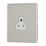 Contactum Lyric 2A 1-Gang Unswitched Round Pin Socket Brushed Steel with White Inserts
