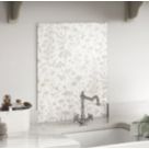 Laura Ashley Lisette White Self-Adhesive Glass Kitchen Splashback 600mm x 750mm x 6mm