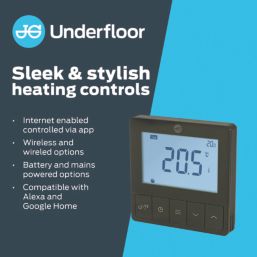JG Underfloor JGSTATRF4BBL Wireless RF Programmable Thermostat Black 240V
