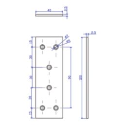 Essentials Heavy Duty Mending Plate Silver 120mm x 40mm x 2.5mm