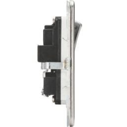 Knightsbridge  13A 2-Gang DP Switched Double Socket Polished Chrome  with Colour-Matched Inserts