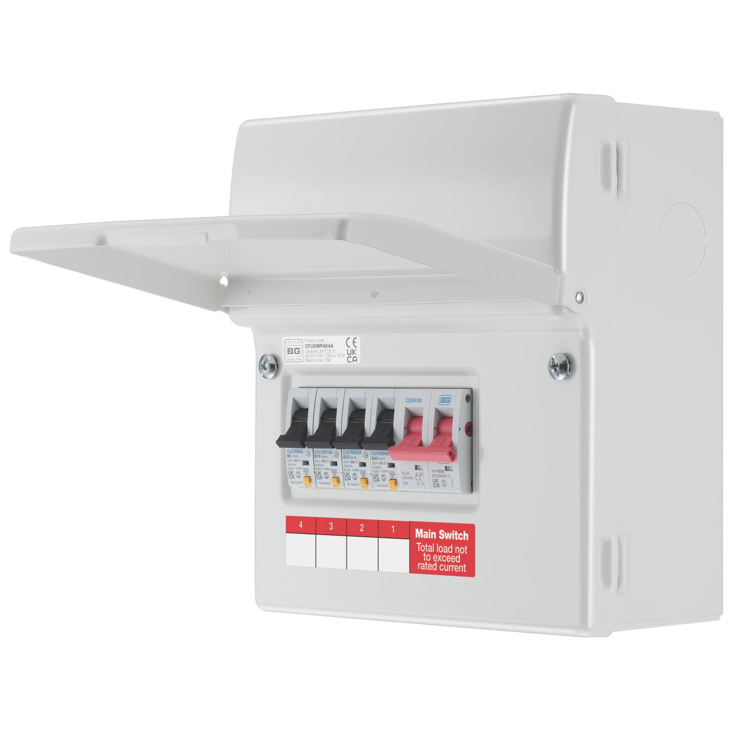 British General Fortress 6-Module 4-Way Populated Main Switch Consumer Unit (567VF)