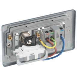 British General   13A 1-Gang DP Switched Metal Clad Key Controlled Power Socket  with White Inserts