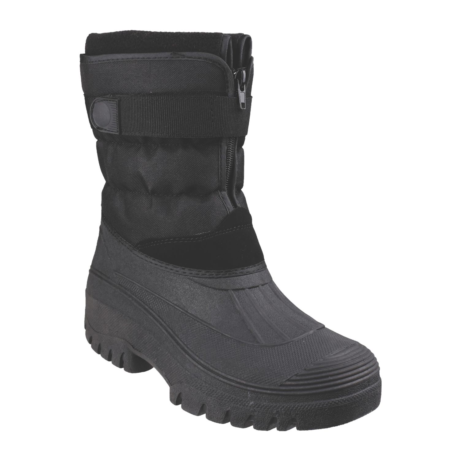 Cotswold Chase Touch Fastening and Zip up Size 10 Black Non Safety Wellies (567XN)