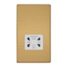 Varilight  2-Gang Dual Voltage Shaver Socket 115 / 230V Brushed Brass with White Inserts