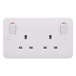 Schneider Electric Lisse 13A 2-Gang DP Switched Plug Socket White