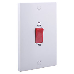 British General 900 Series 45A 2-Gang DP Cooker Switch White with Neon