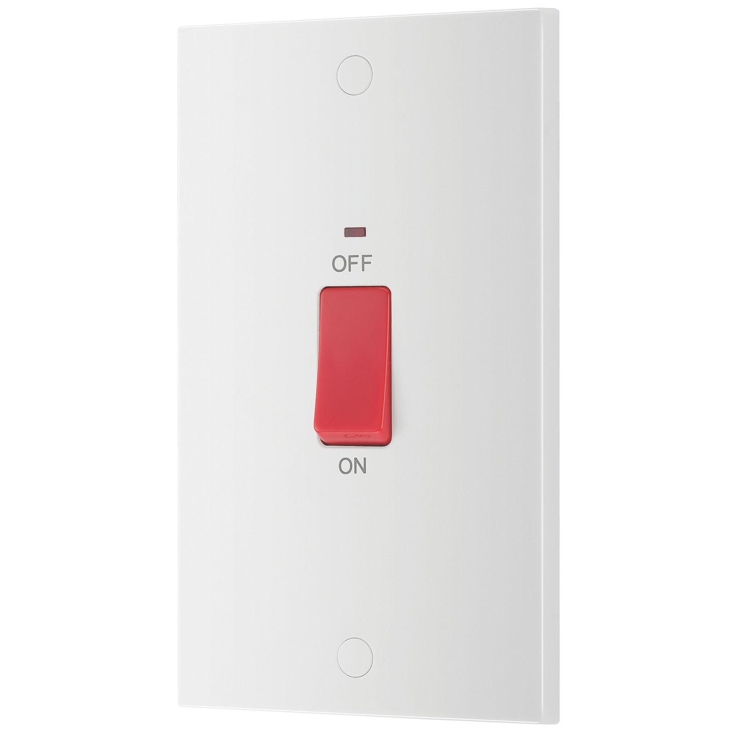 British General 900 Series 45A 2-Gang DP Cooker Switch White with Neon (56833)
