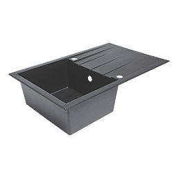 1 Bowl Plastic & Resin Kitchen Sink & Drainer Black Reversible 800mm x 500mm