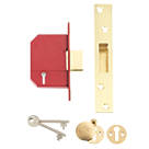 Union Fire Rated Brass BS 5-Lever Mortice Deadlock 68mm Case - 45mm Backset