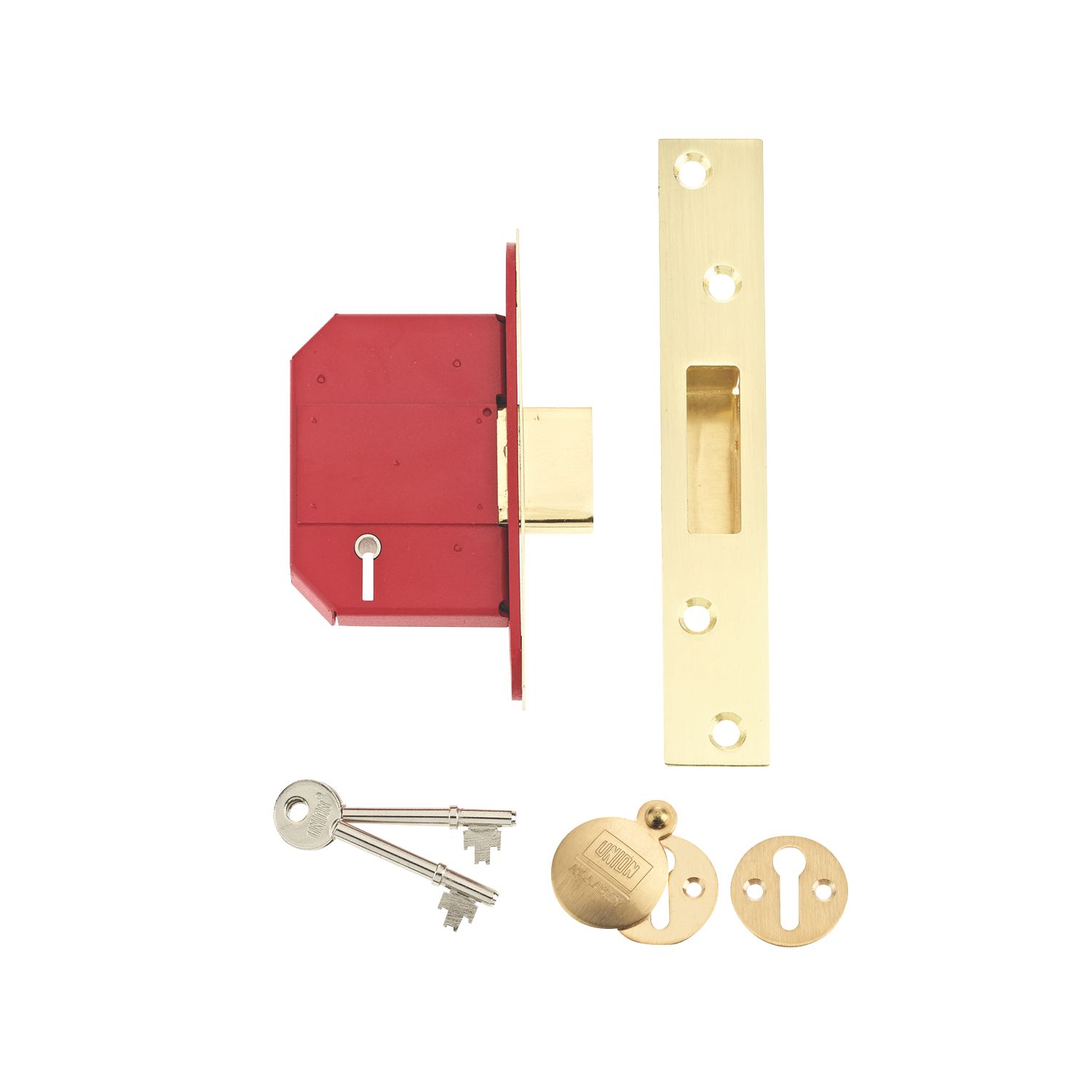 Union Fire Rated Brass BS 5-Lever Mortice Deadlock 68mm Case - 45mm Backset (5687D)