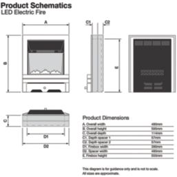 Focal Point Soho Chrome Switch Control Freestanding, Semi-Recessed or Fully Inset Electric Fire 485mm x 153mm x 596mm