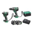 HiKOKI KC18DCJAZ 18V 2 x 5.0Ah Li-Ion Multi Volt Brushless Cordless Combi Drill & Impact Driver Twin Pack