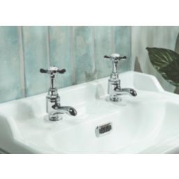 Bristan 1901 Chrome-Plated 120mm Standard Cross Head 2 Tap Holes Basin Pillar Tap