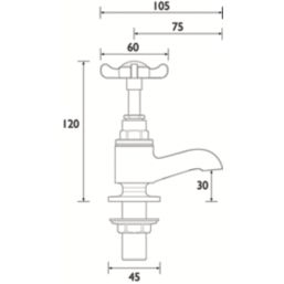 Bristan 1901 Chrome-Plated 120mm Standard Cross Head 2 Tap Holes Basin Pillar Tap