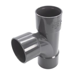 FloPlast Solvent Weld Tees Anthracite Grey 40mm 3 Pack