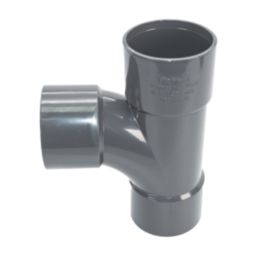 FloPlast Solvent Weld Tees Anthracite Grey 40mm 3 Pack