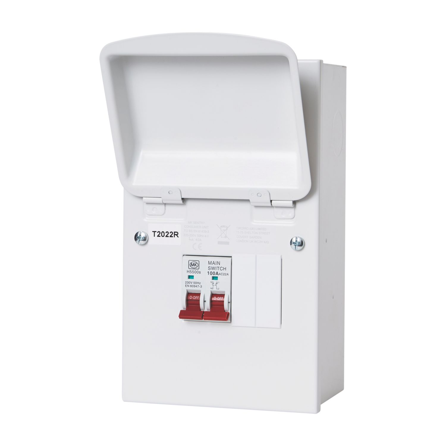 MK Sentry 4-Module 2-Way Part-Populated Garage Consumer Unit (568KP)