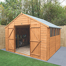 Forest Delamere 9' 6" x 10' (Nominal) Apex Shiplap T&G Timber Shed with Assembly