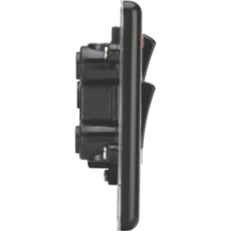 Knightsbridge  45A 2-Gang DP Cooker Switch & 13A DP Switched Socket Matt Black  with Black Inserts