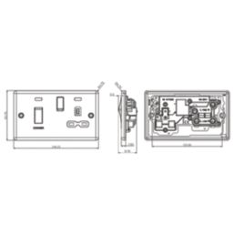 Knightsbridge  45A 2-Gang DP Cooker Switch & 13A DP Switched Socket Matt Black  with Black Inserts