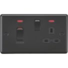 Knightsbridge  45A 2-Gang DP Cooker Switch & 13A DP Switched Socket Matt Black  with Black Inserts