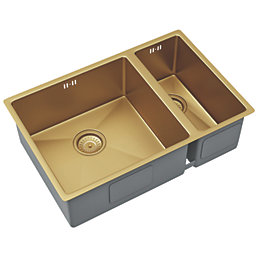 ETAL Elite 1.5 Bowl Stainless Steel Kitchen Sink Gold 670mm x 440mm