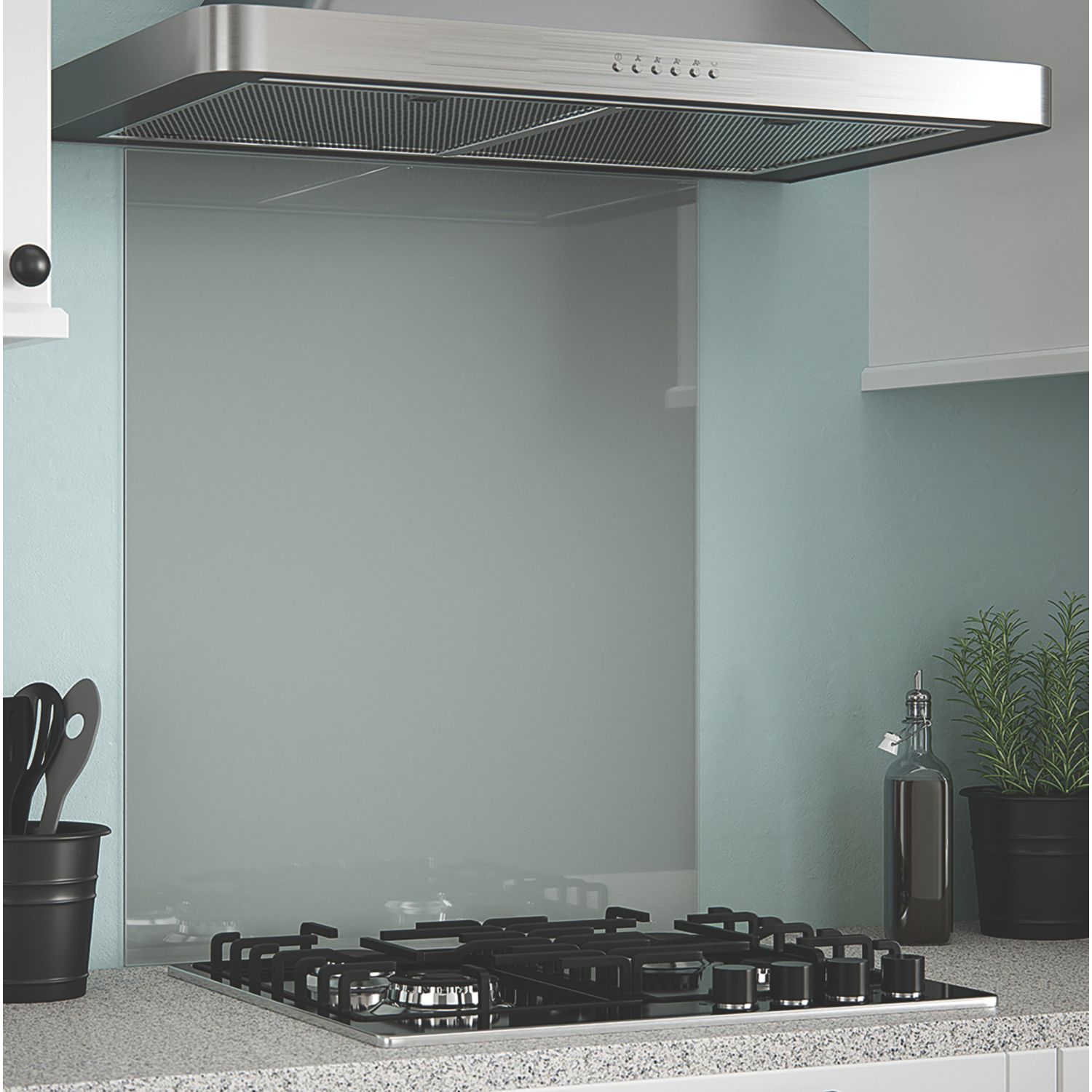 Splashback Slate Grey Self-Adhesive Glass Kitchen Splashback 600mm x 750mm x 6mm (568RX)