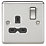 Knightsbridge  13A 1-Gang DP Switched Single Socket Brushed Chrome  with Black Inserts