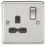 Knightsbridge  13A 1-Gang DP Switched Single Socket Brushed Chrome  with Black Inserts