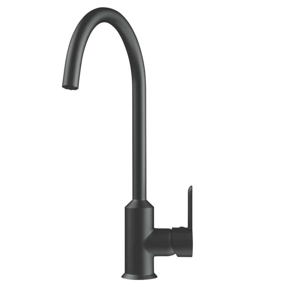 ETAL Hudson Single Lever Mono Mixer Kitchen Tap Granite Black - Screwfix