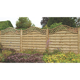 Forest Prague  Lattice Curved Top Fence Panels Natural Timber 6' x 6' Pack of 5