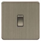 Knightsbridge Screwless 10AX 1-Gang 2-Way Light Switch  Antique Brass