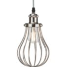 Knightsbridge  Brushed Chrome Steel Balloon-Shaped Pendant Cage