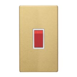 Contactum Lyric 45A 1-Gang DP Control Switch Brushed Brass  with White Inserts