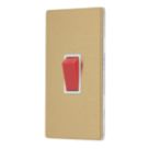 Contactum Lyric 45A 1-Gang DP Control Switch Brushed Brass  with White Inserts