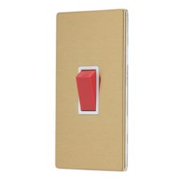 Contactum Lyric 45A 1-Gang DP Control Switch Brushed Brass  with White Inserts