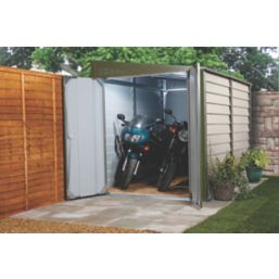 Trimetals Titan 960 7' 6" x 10' (Nominal) Pent Metal Motorbike Store Olive/Moorland Green