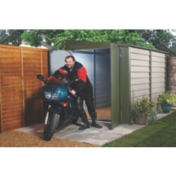 Trimetals Titan 960 7' 6" x 10' (Nominal) Pent Metal Motorbike Store Olive/Moorland Green