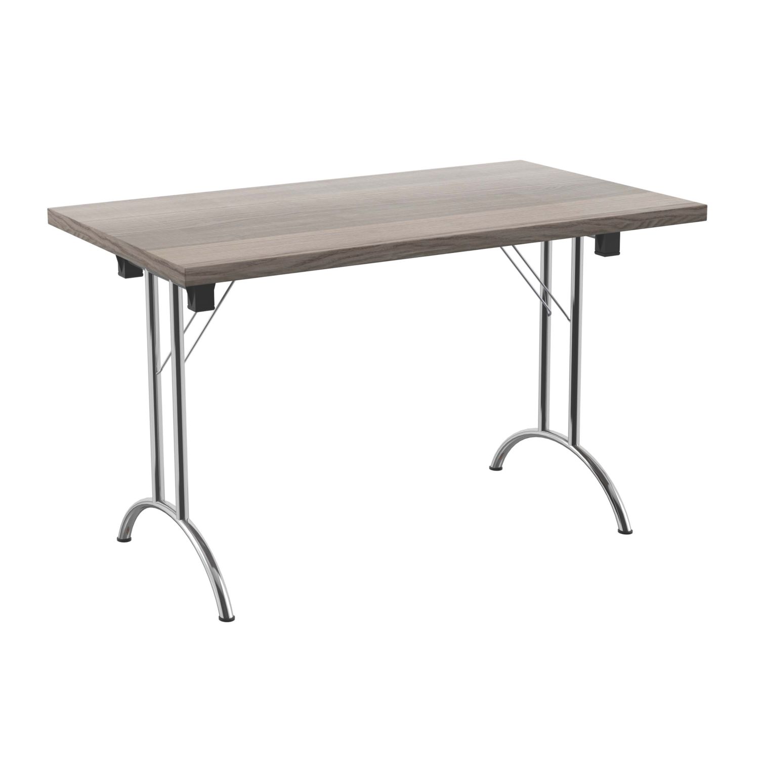TC Group One Union Rectangular Folding Table Grey Oak/Silver 1200mm x 700mm (569TT)