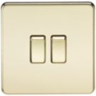 Knightsbridge  10AX 2-Gang 2-Way Light Switch  Polished Brass