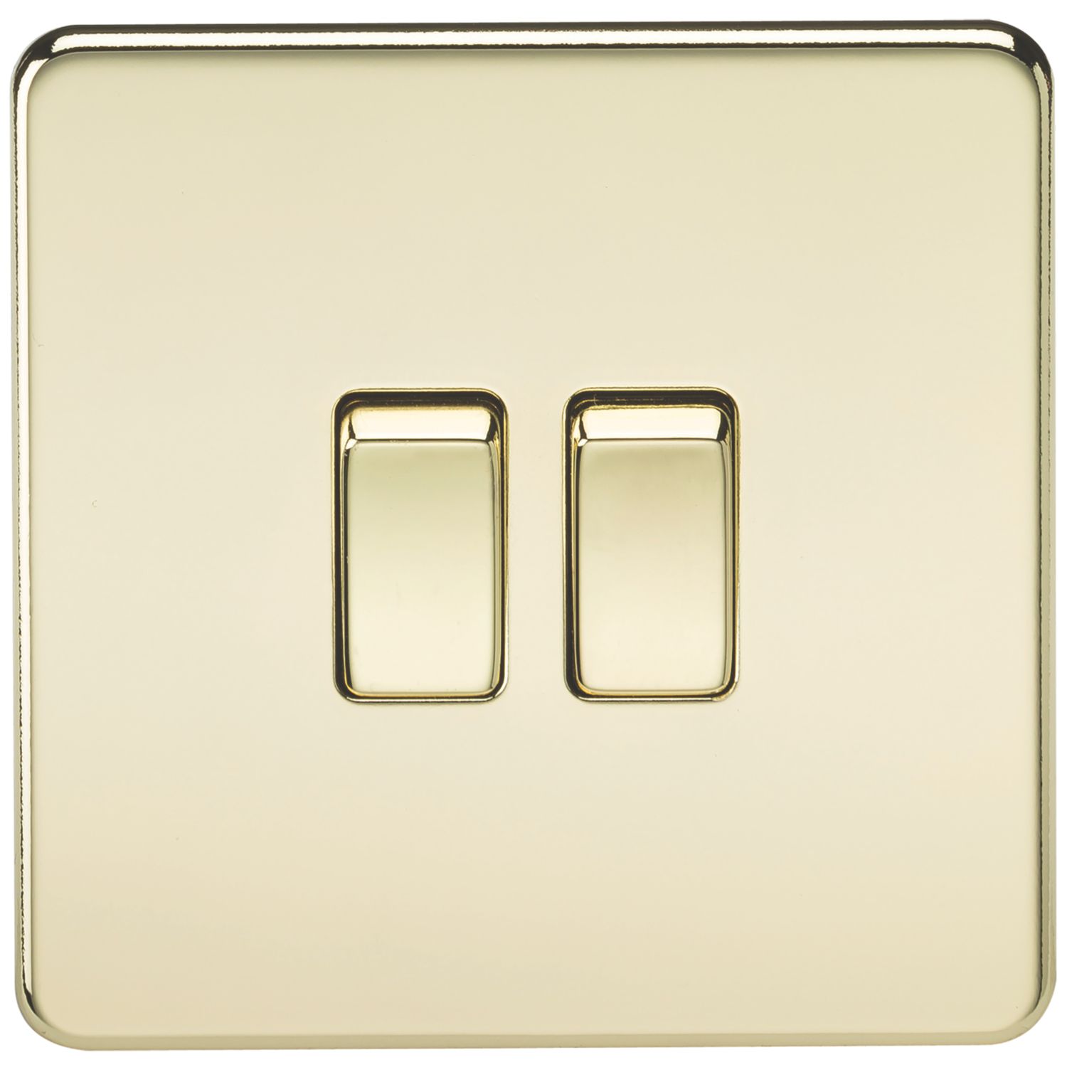 Knightsbridge 10AX 2-Gang 2-Way Light Switch Polished Brass (569TX)