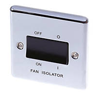 LAP  10AX 1-Gang 3-Pole Fan Isolator Switch Polished Chrome  with Black Inserts