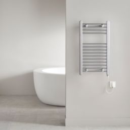 Flomasta 700mm x 400mm 512BTU Chrome Flat Electric Towel Radiator