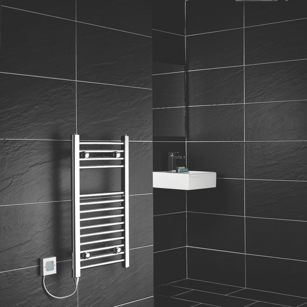 Flomasta 700mm x 400mm 512BTU Chrome Flat Electric Towel Radiator